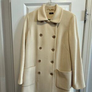 Cream-colored J. Crew Double Breasted Mid-Length Car Coat